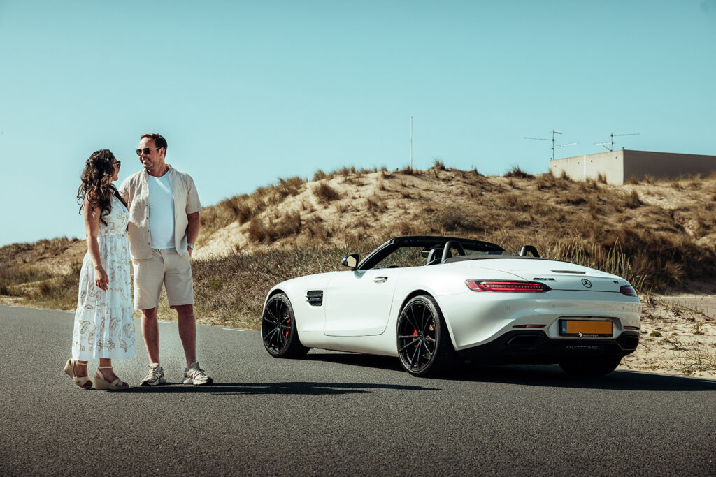 Mercedes AMG GTC wit achterkant met koppel