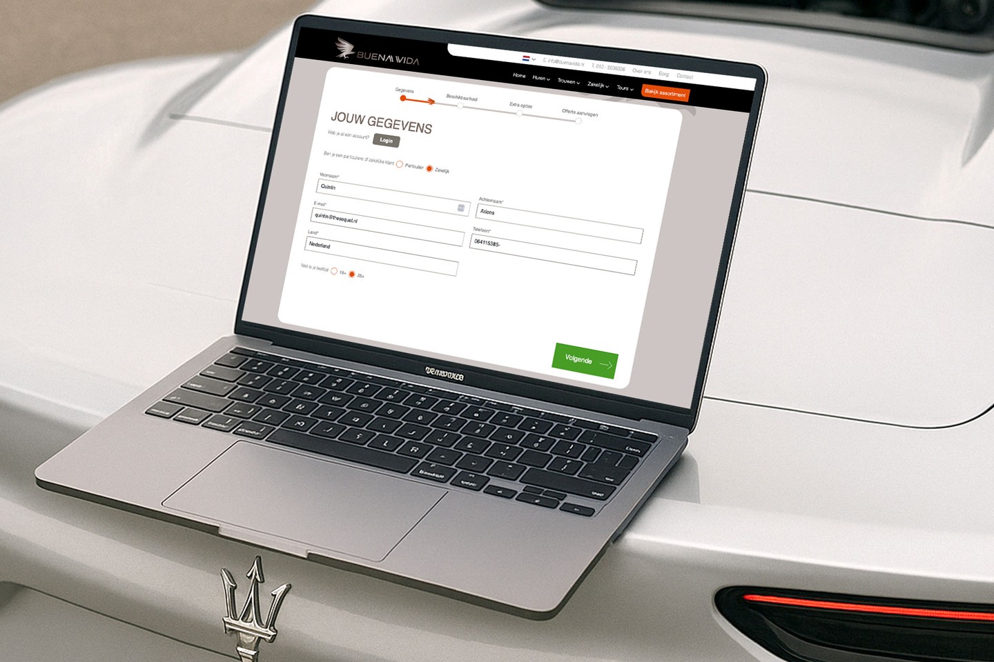 buena vida gegevens invullen offerte aanvragen