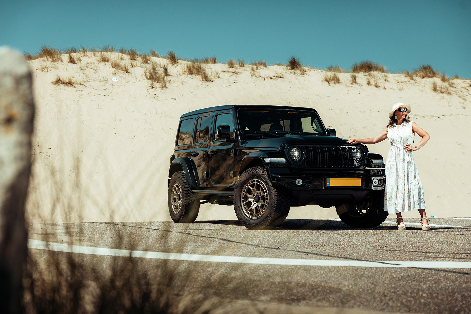 Jeep wrangler zwart frontaal